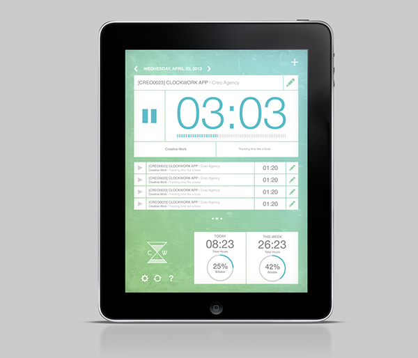 clockwork  harvest timer iPad App app flat clean hour glass identity