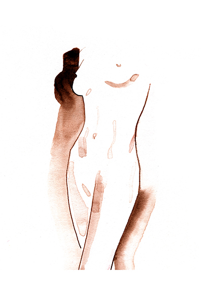 illustrations The female body  painted  inks feminine
