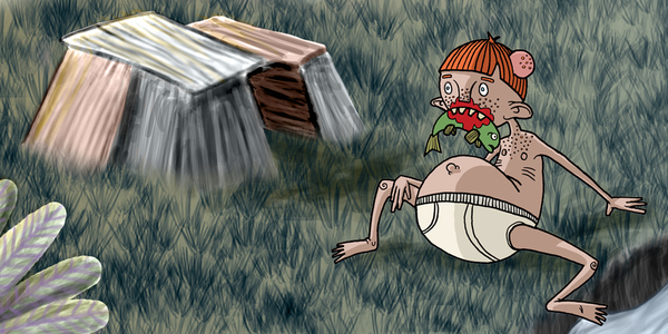 concept concept art ginger redhead child Lucas Arts photoshop CS4 waterfall Island jungle fish children Stuff