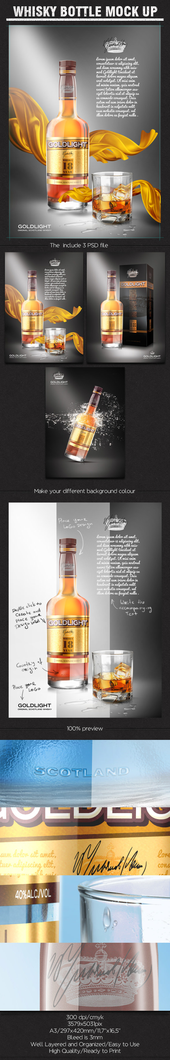 Download Whisky bottle mock up free on Behance