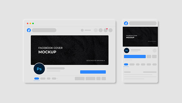 Facebook Cover Mockup with dark and light mode