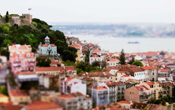 Lisbon Portugal tilt shift MINI small city
