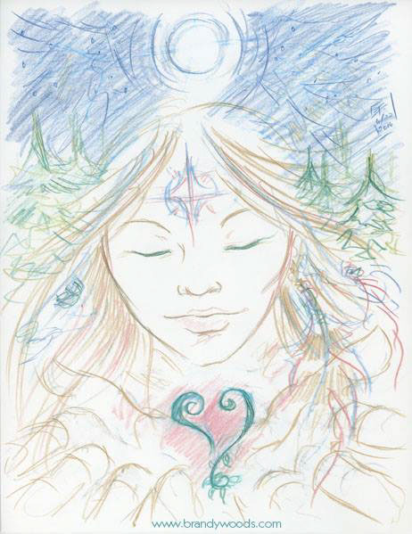 portrait visionary intuitive intuition psychic art colored pencil sketch animal totem spirit art spirit guide power animal