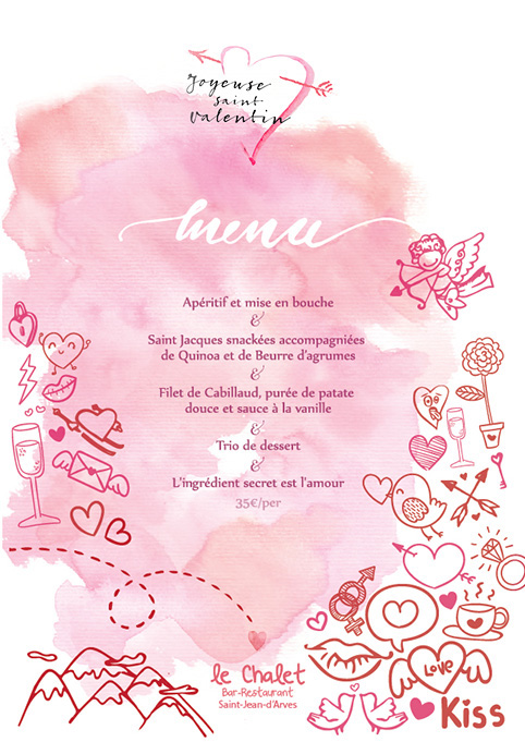 valentines day Holiday flyer menu Love Drawing  sketch