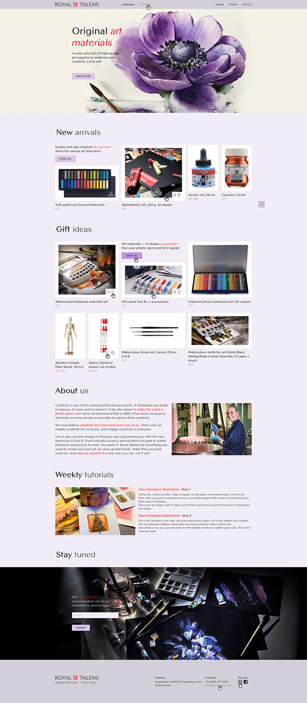 Art materails online shop