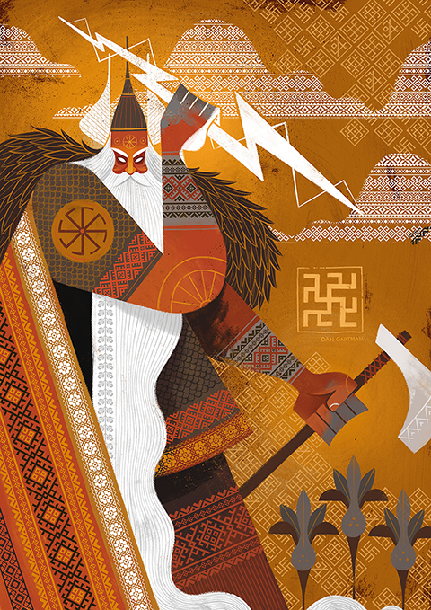 art Character design  diety Digital Art  God ILLUSTRATION  mythology poster Slavic texture