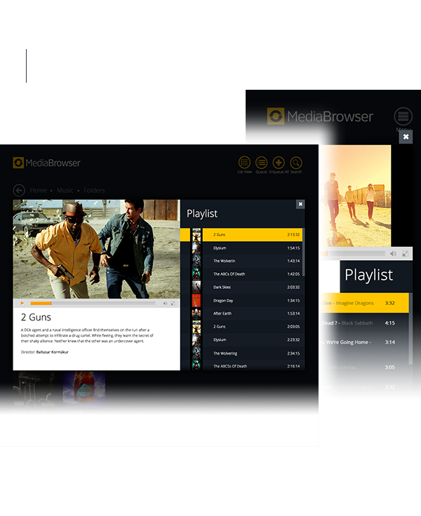 UI  Media Browser web app video player multimedia player Media Server flat Responsive responsive web app metro style