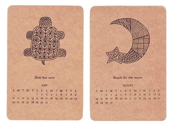 Nature earthy calendar screenprint line drawing hand drawn inspiration