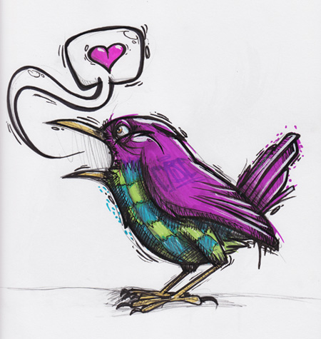 bird cybirds cybe Character sketches scribbles Paintings illustrations
