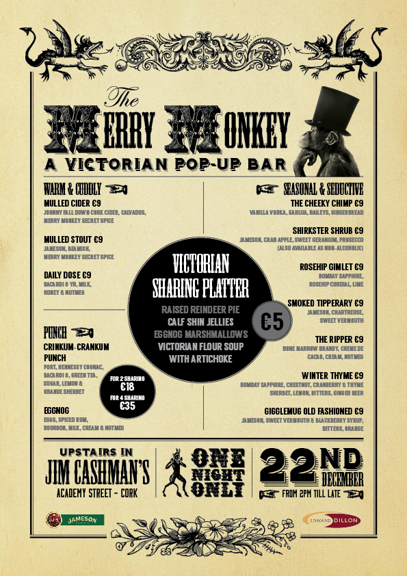 poster monkey Victorian bar cocktails