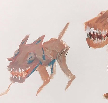 animal animal painting creature Creature Design dog flesh monster painting   pink