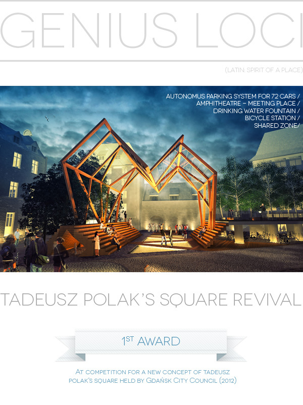 square Competition tadeusz polak Gdansk amphitheatre shared zone visualisations starowka old city parking underground parking Bicycles Bicycle Station bicycle hub