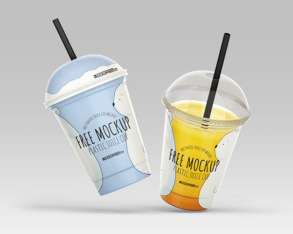 Free PSD Plastic Juice Cup Mockup Template