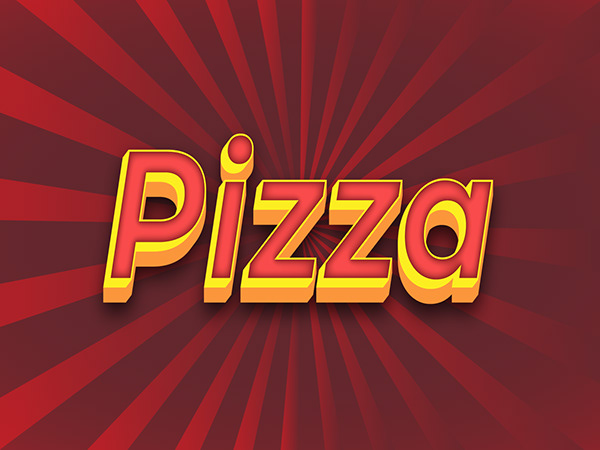 Vector text effect in pizza.