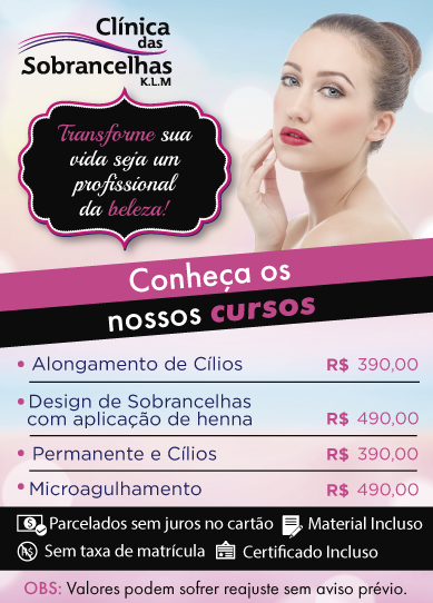 Banner, flyer e cardápio de serviços, Sobrancelhas KLM on Behance