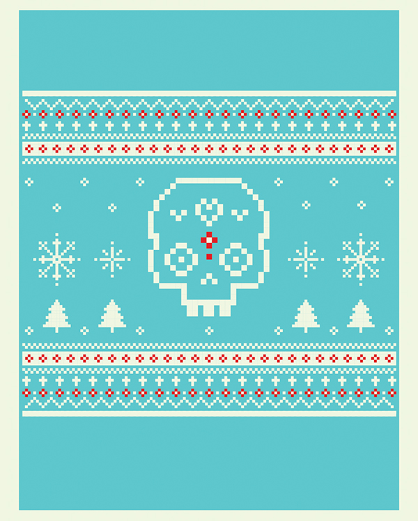 xmas christmas card sugar skull Pixel art sticker