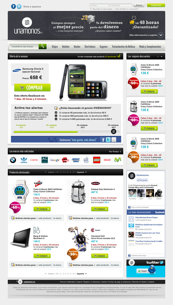 unamonos e-commerce compras colectivas Ofertas Promociones descuentos tienda online store Internet factory