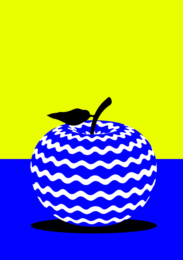 Fruit forbidden apple Pear lemon orange bowl pattern zig zag polka dot repeat