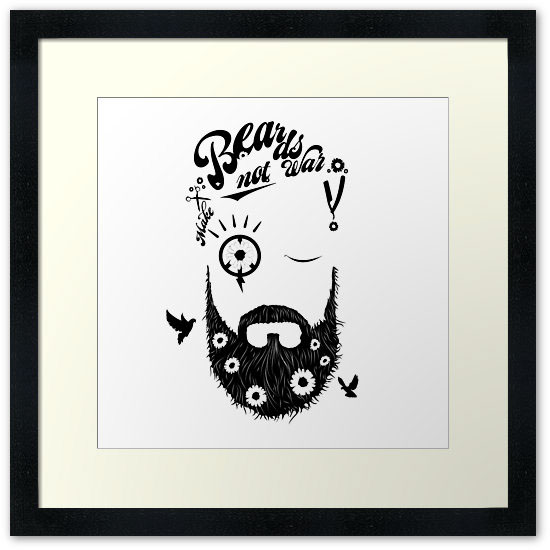 Hipster beard hairstyle beardo peace War face blackandwhite tshirt RedBubble remter balticlapse flowerpower vector statement