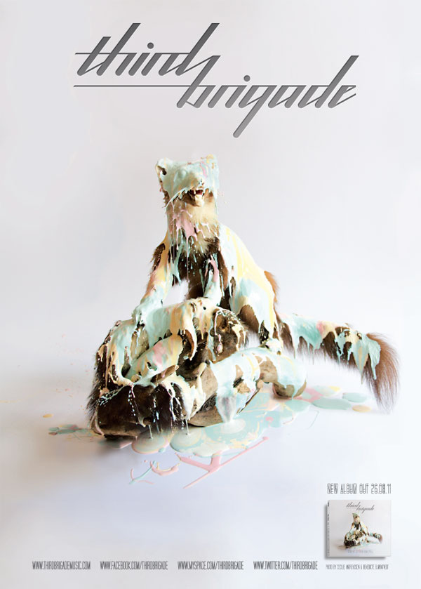 third brigade CD cover photo pets painbucket paint stuffed animal custom typography package