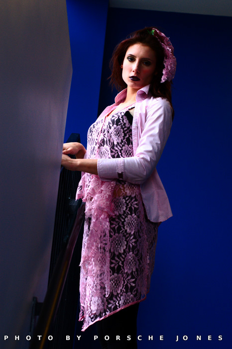 lace color goth model girl portrait Flowers floral blue pink