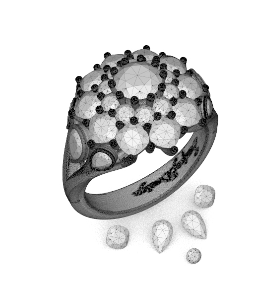 ring Render 3D jewelry keyshot 3ds max bijoux diament diamond  saphire gold Or