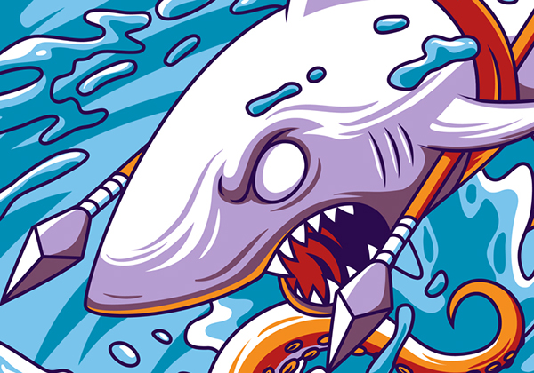 vector commission t-shirt t-shirt graphic tee shark octopus sea deep sea sh...