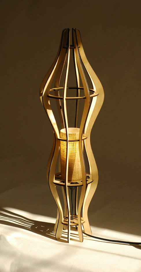 table lamp Sustainable plywood handmade contemporary laser cutting