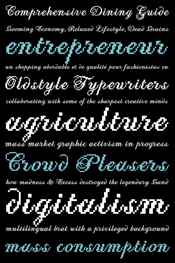 font design type design Typeface font Parachute foundry specimen Latin greek pixel pixelscript