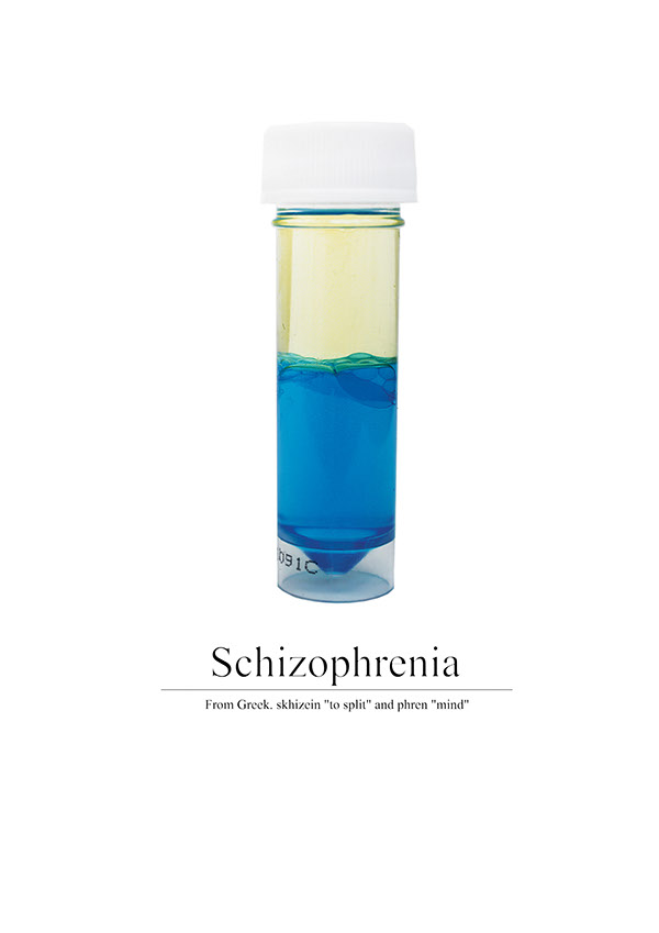 Schizophrenia test tube blue mood mind split density Love fear Anger Aggressive energetic normal average colourfull simple abstract concept scientific daring Adventurous Liquid water parafin