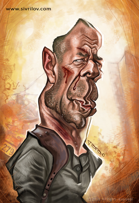 caricatures bruce willis caricature Die hard caricature Bruce Willis Digitalpainting