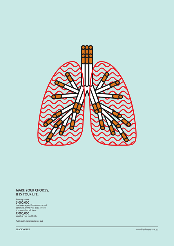 infographic Blackmores conceptual poster smoking icons cigarettes
