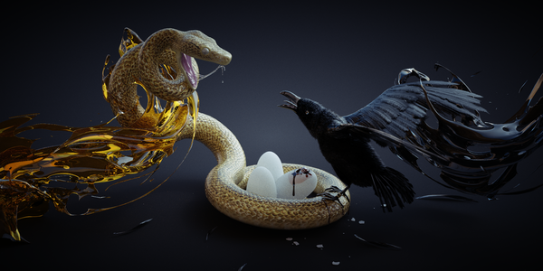 crow snake fluid Liquid XSI octane Render 3D