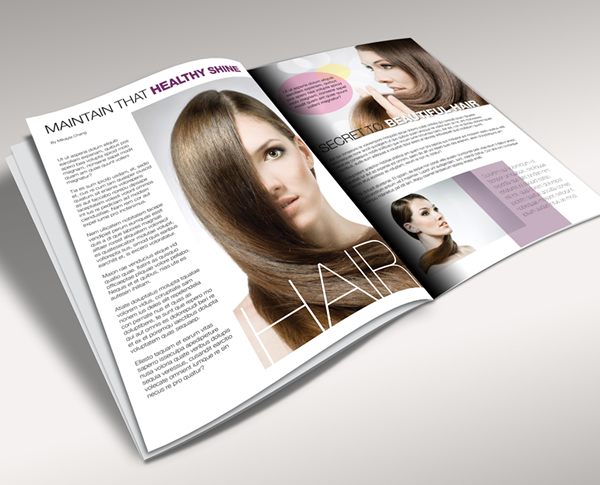 hair magazine brochure Corporate Brochure template print template InDesign model blonde Layout Design cover design