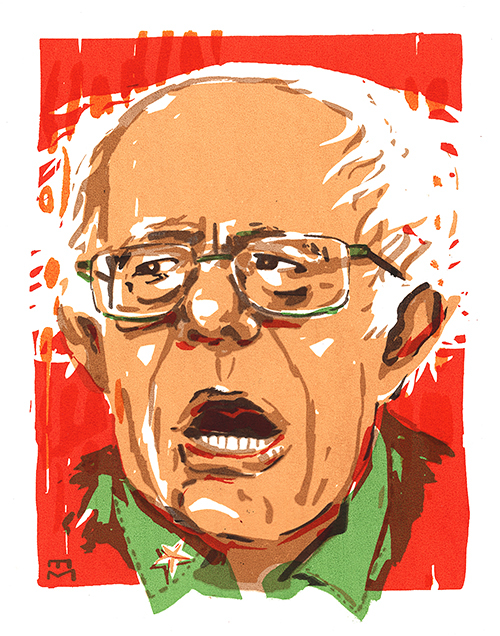 political caricature   socialism Bernie Sanders screen print propoganda Icon leader democratic socialism Democrat usa politics feelthebern