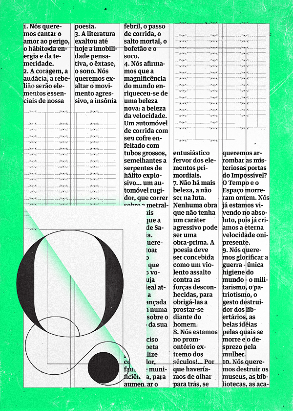 futurist Manifest poster port vintage font marinetti royal studio experimental João Castro Glitch