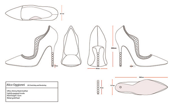Technical Drawings of Shoe and Purse on Behance