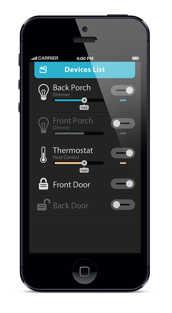 Home Automation flat ui flat design iphone iPad ios ui design clean layout colorful app Samsung Smart Home