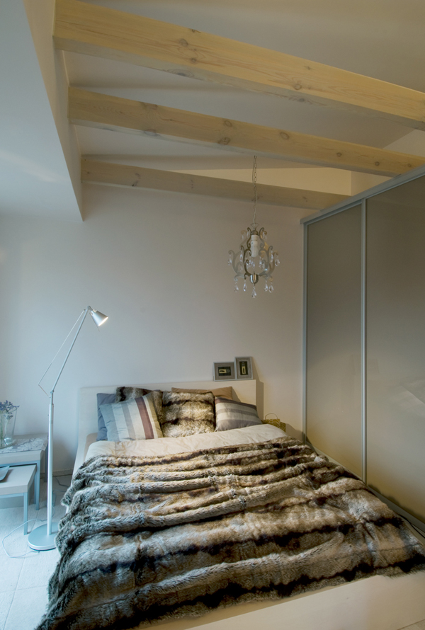 LOFT soft styling  design eco friendly living Open Space taupe wood Attic inside home design sabina królikowska