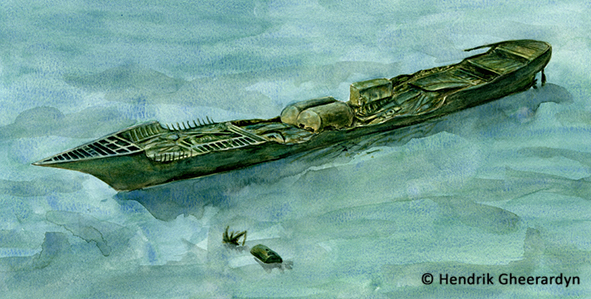 Shipwreck Artist's Impression North Sea watercolour maritime heritage
