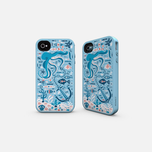 iphone cases tea fish Umbrella rain drops sea life Retro quirky