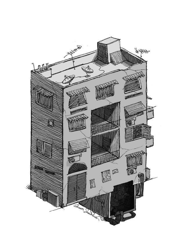 type alphabet buildings city town Damascus gif simple sketch daily life illustrative typography ink charcoal building arch