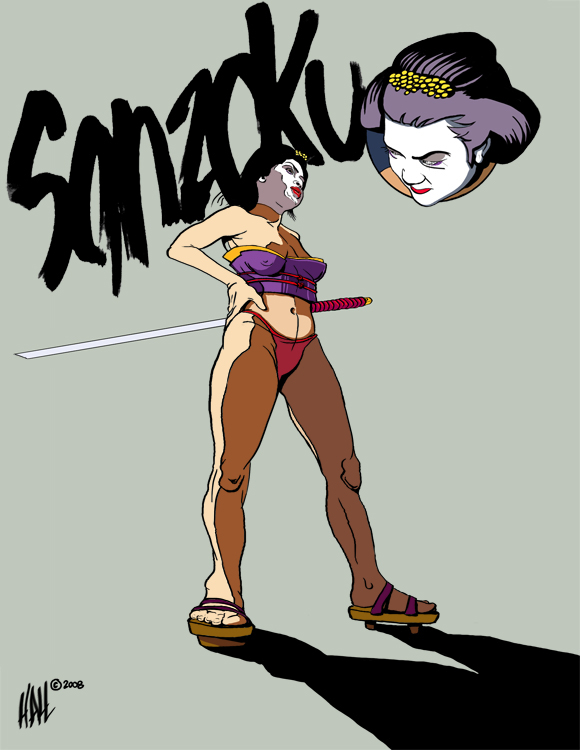 japan comic art samurai geisha