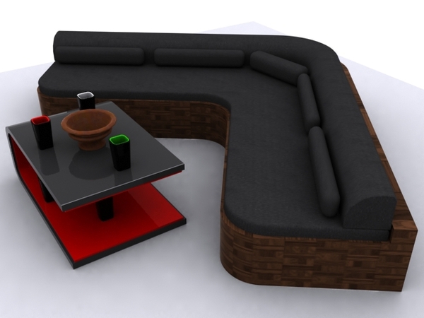sofa cushions 3D texture cups fruit bowl table coffee table wood plastic Render 3ds max scanline