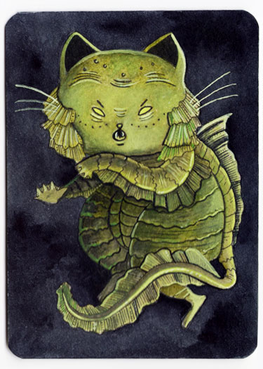 cats cute Scary inktober drawlloween ink watercolor copic markers