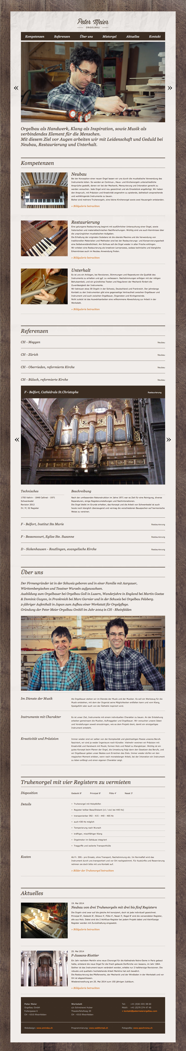 Corportae Design wood Pipe Organ organ Craftsman church Webdesign letterhead