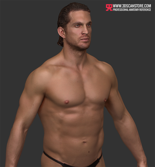 3D scan male man muscle obj texture skin reference