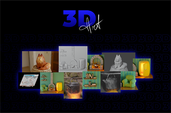 3D Art, modeling (работы на курсе по Blender)