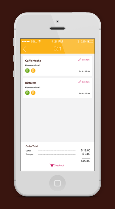 Coffee app ios iphone ios7 iOS 7 UI flatui map shopping cart dashboard Chat