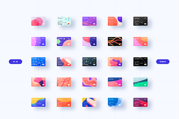 100 Financial Virtual Design Cards - PSD & XD